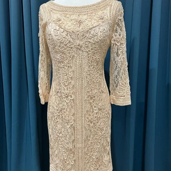 lace shoulder sweater dress Lace Shoulder Knit Long Dress - Vintage main image 1